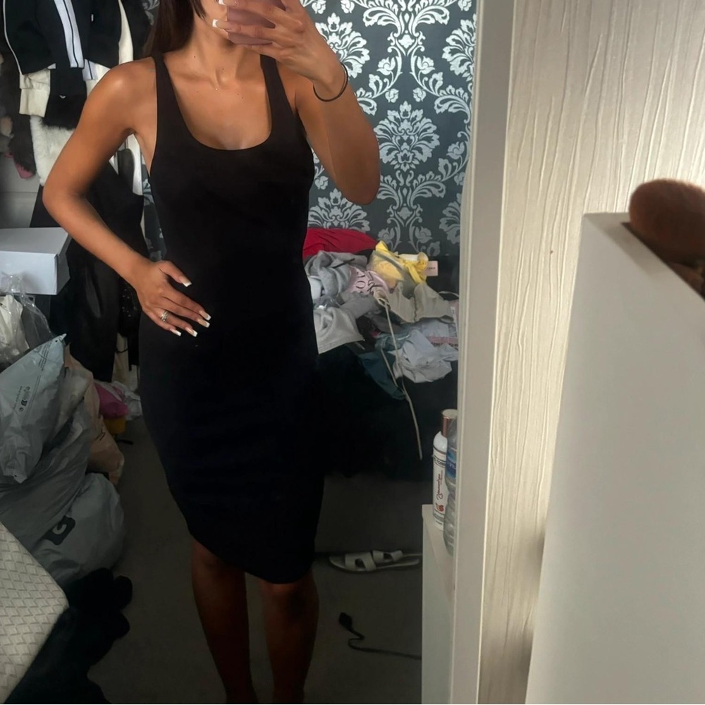 New Look Black Bodycon Midi Dress Scoop Neck Sleeveless